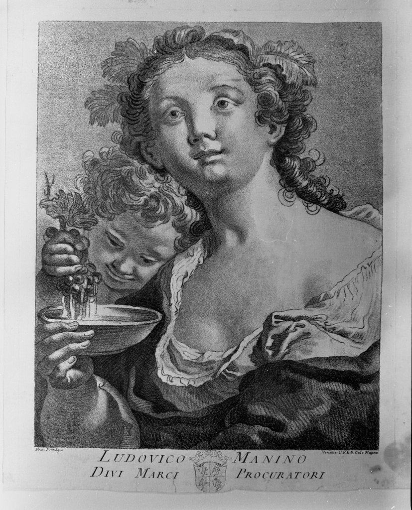 figura allegorica femminile (stampa) di Alessandri Innocente, Fontebasso Francesco, Scattaglia Pietro (seconda metà sec. XVIII)