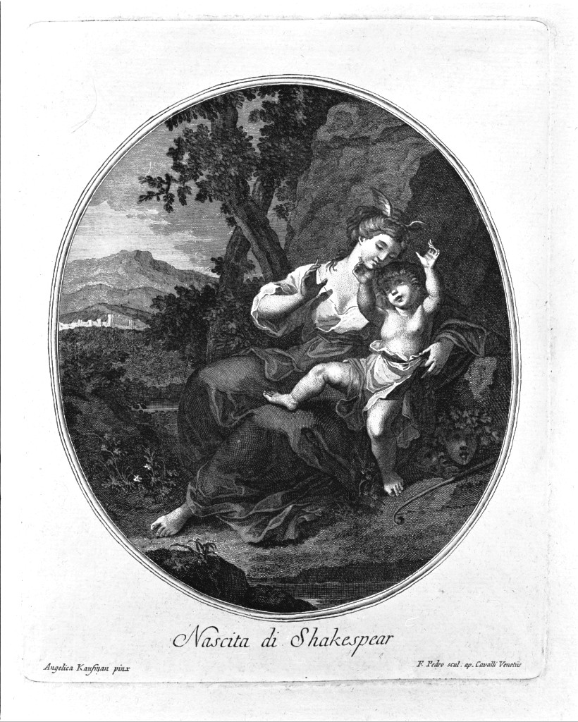 Nascita di Shakespear, paesaggio con famiglia (stampa) di Del Pedro Francesco, Kauffmann Angelica (seconda metà sec. XVIII)