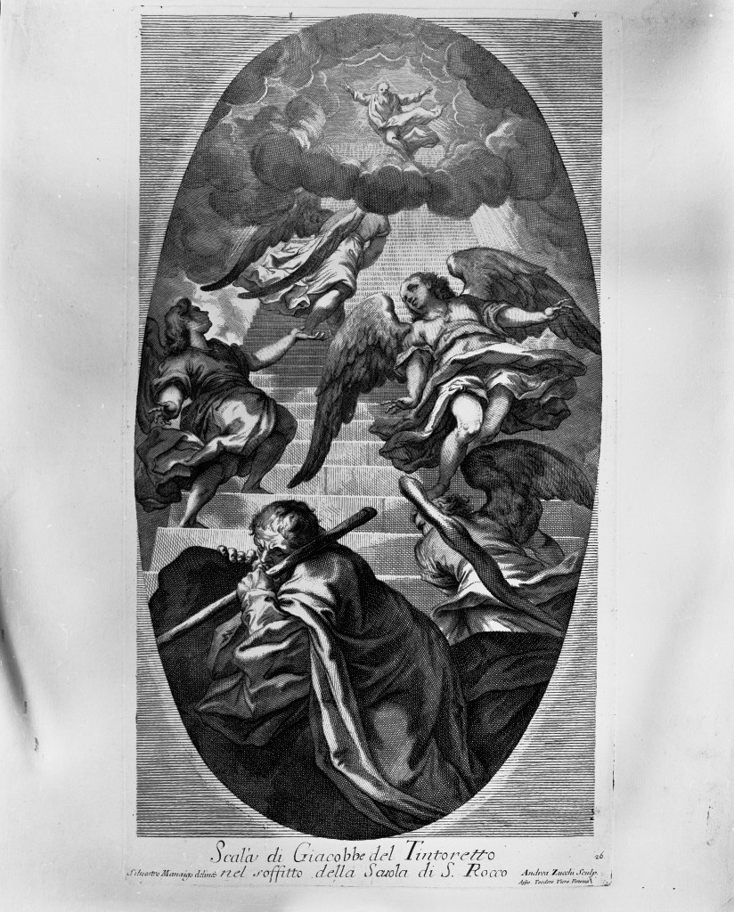 scala di Giacobbe (stampa, elemento d'insieme) di Zucchi Andrea (attribuito), Robusti Jacopo detto Tintoretto (attribuito) (primo quarto sec. XVIII)