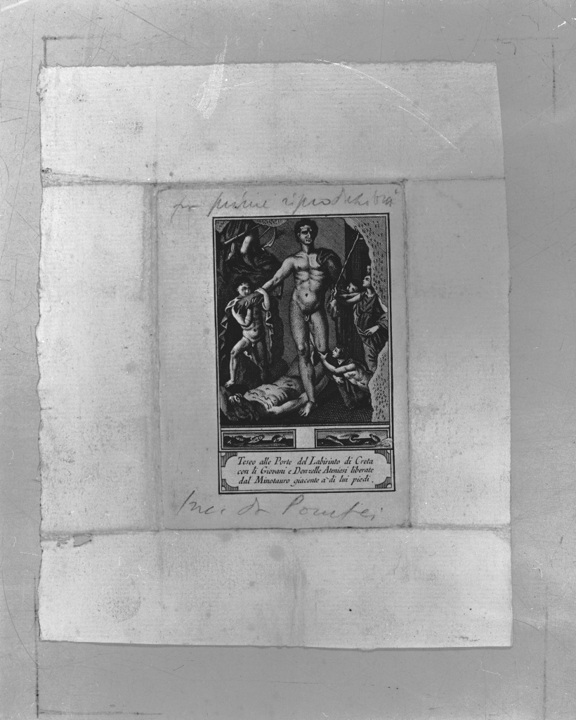 Teseo uccide il minotauro (stampa, elemento d'insieme) - ambito veneziano (sec. XVIII)