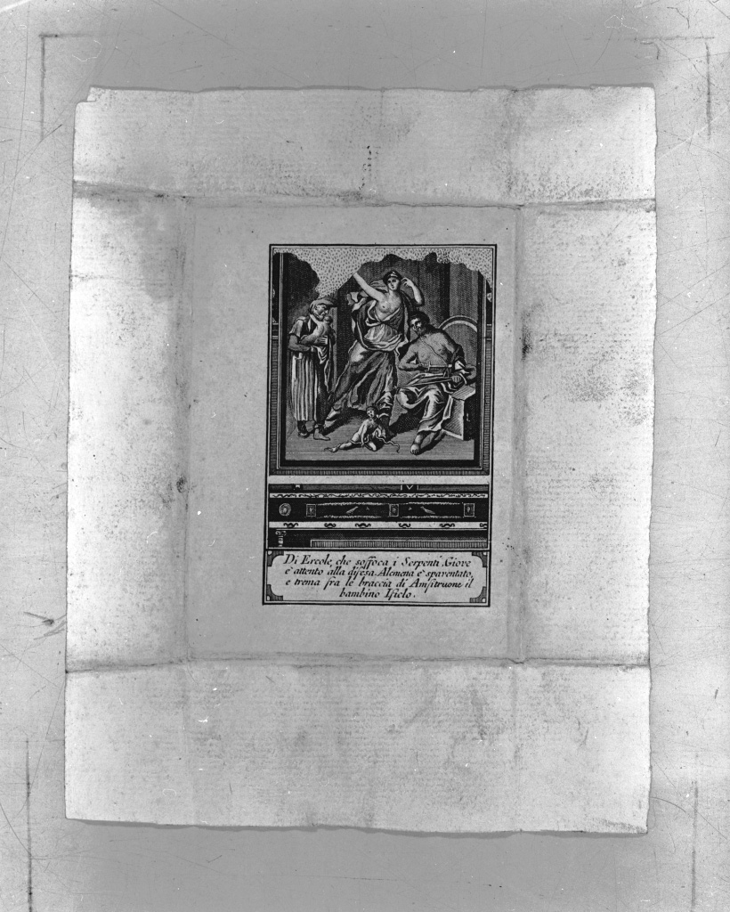 Ercole bambino soffoca i serpenti (stampa, elemento d'insieme) - ambito veneziano (sec. XVIII)