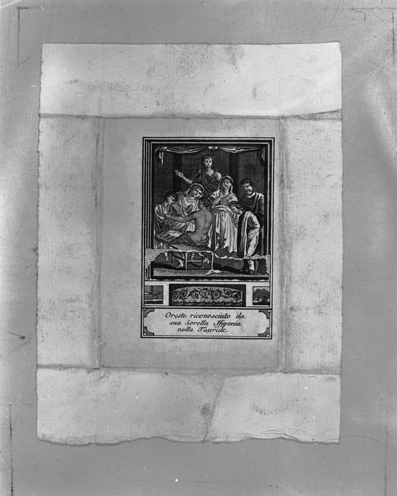 Oreste riconosciuto da sua sorella Ifigenia (stampa, elemento d'insieme) - ambito veneziano (sec. XVIII)