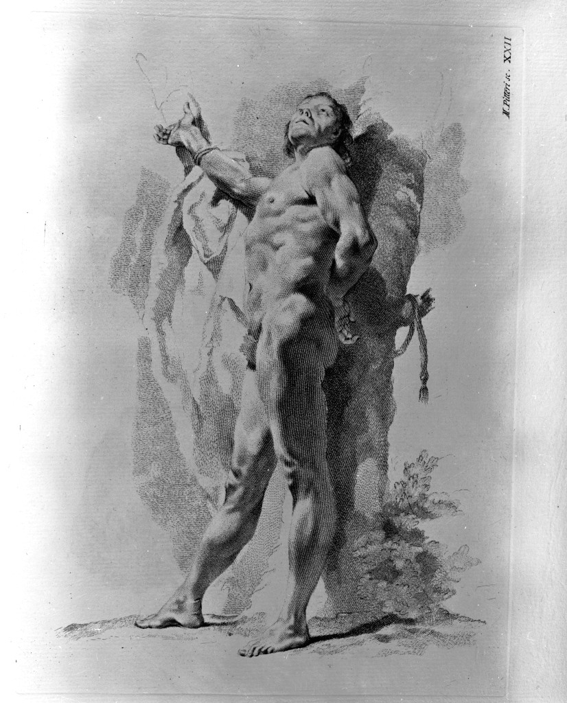giovane nudo (stampa) di Pitteri Marco Alvise, Piazzetta Giovanni Battista (sec. XVIII)