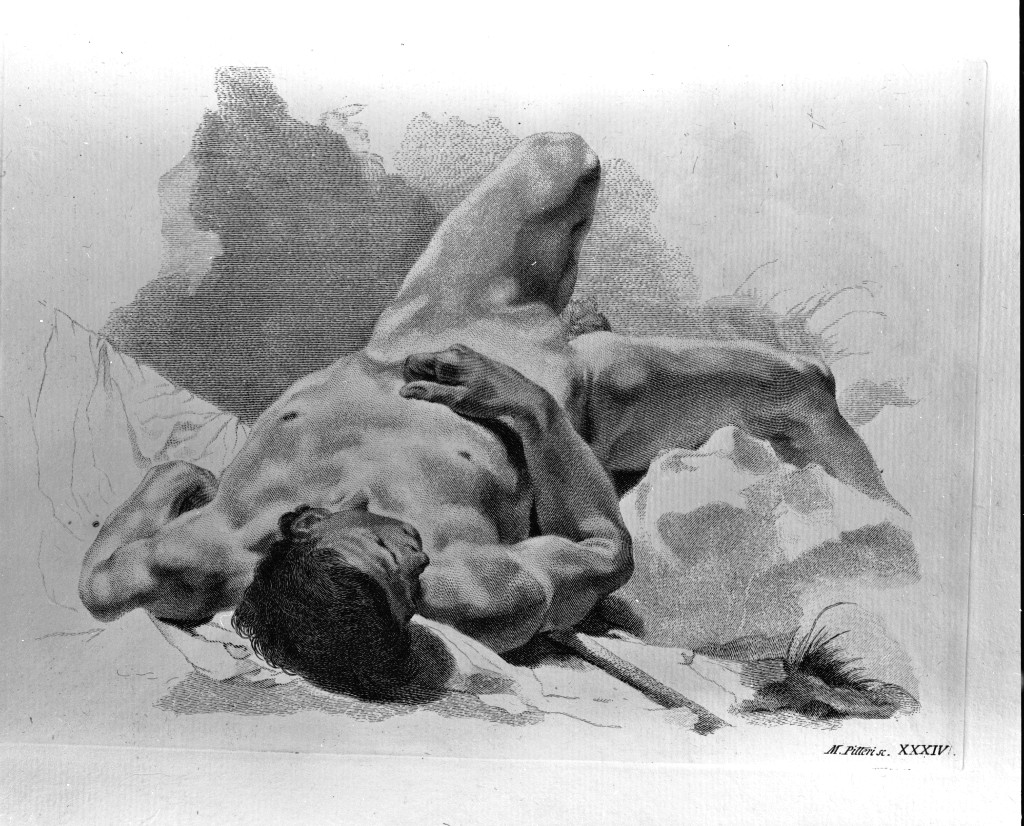 figura maschile distesa (stampa) di Pitteri Marco Alvise, Piazzetta Giovanni Battista (sec. XVIII)