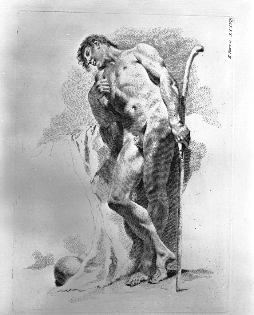 giovane nudo (stampa) di Pitteri Marco Alvise, Piazzetta Giovanni Battista (sec. XVIII)