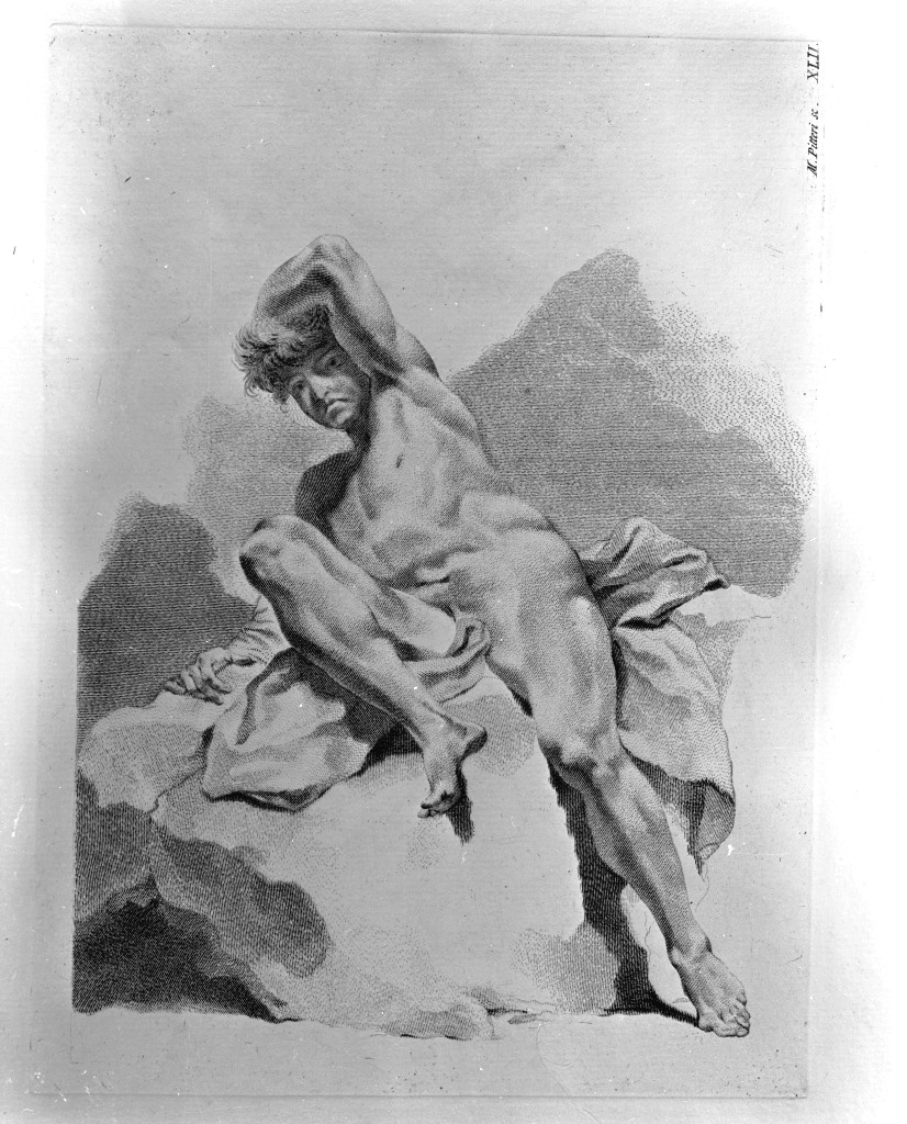 figura maschile seduta (stampa) di Pitteri Marco Alvise, Piazzetta Giovanni Battista (sec. XVIII)