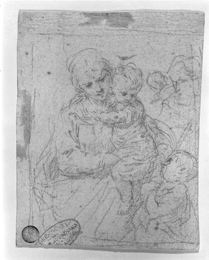 Sacra Famiglia con San Giovanni Battista bambino (disegno, opera isolata) di Cantarini Simone detto Pesarese (sec. XVII)