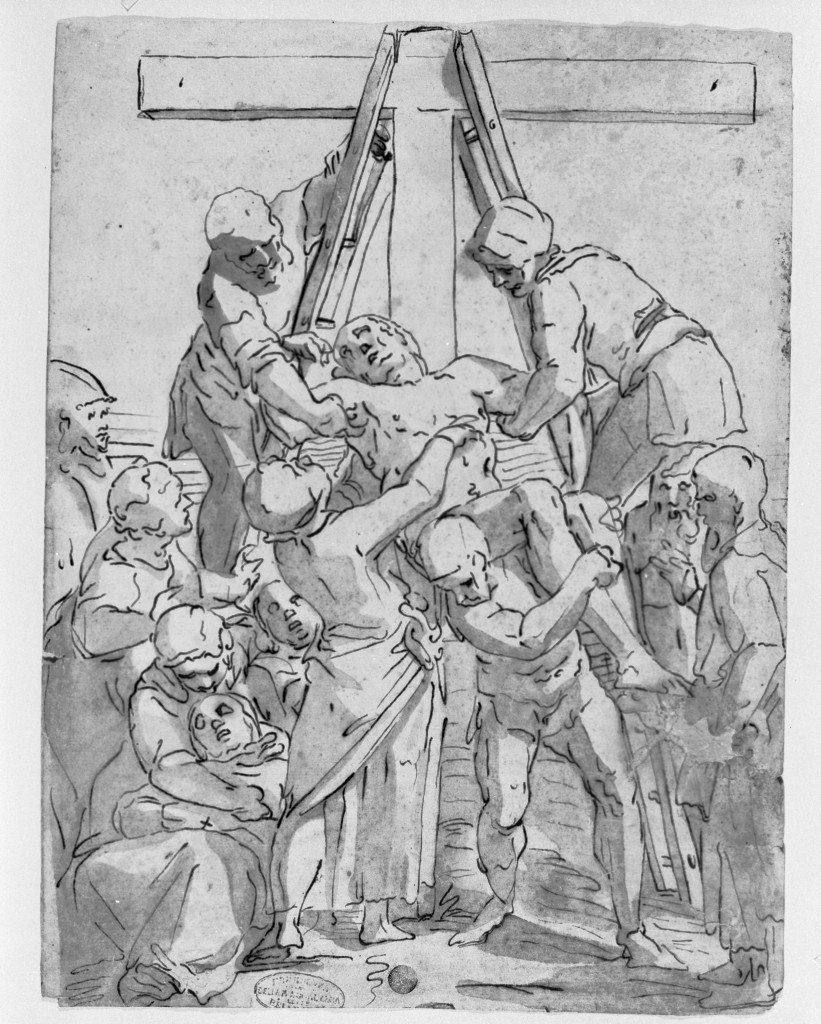 deposizione di Cristo dalla croce (disegno, opera isolata) di Cambiaso Luca (attribuito) (terzo quarto sec. XVI)