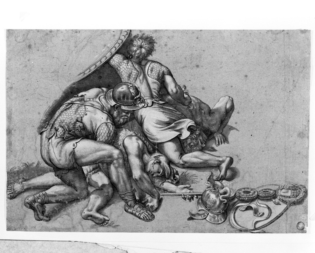 apparizione della croce a Costantino durante la battaglia di ponte Milvio (disegno, opera isolata) - ambito italiano (sec. XVIII)