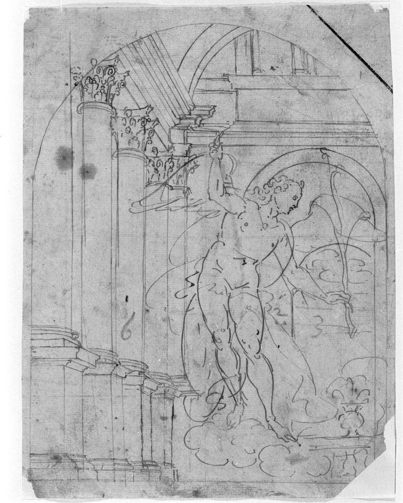 angelo annunciante (disegno, opera isolata) - ambito genovese (fine/inizio secc. XVI/ XVII)