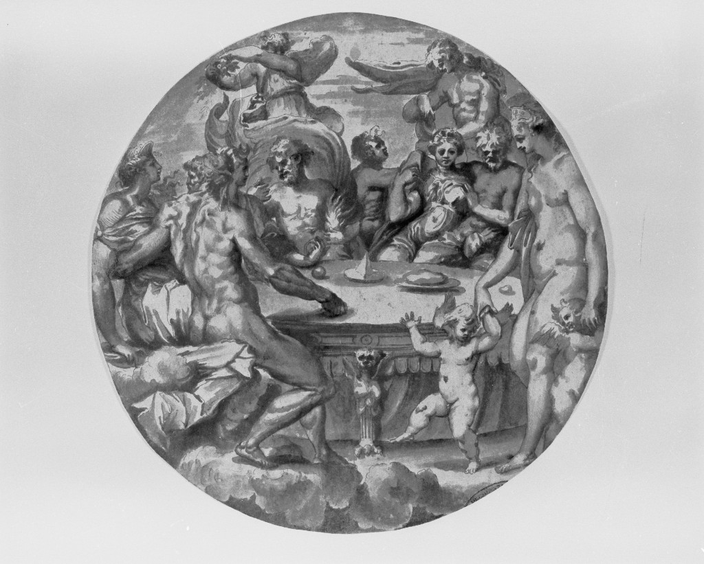 banchetto degli dei (disegno, opera isolata) - ambito romano (sec. XVI)
