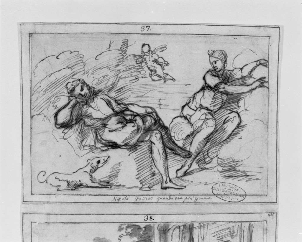 Diana ed Endimione (disegno, opera isolata) - ambito romano (sec. XVII)
