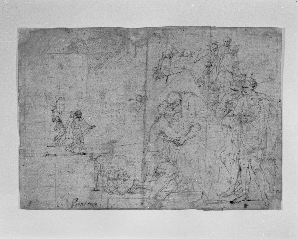 ritorno del figliol prodigo (disegno, opera isolata) - ambito tosco-romano (sec. XVII)