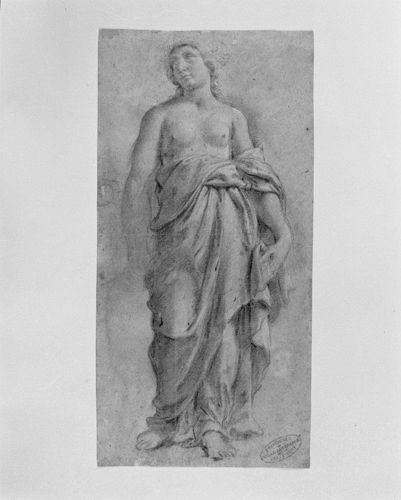 figura femminile panneggiata (disegno, insieme) di Canini Giovanni Angelo (attribuito) (metà sec. XVII)
