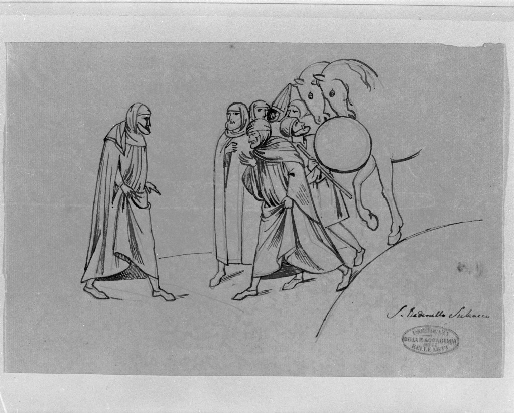 figure maschili e animali (disegno, opera isolata) di De Superville Pierre Davide Humbert (sec. XVIII)