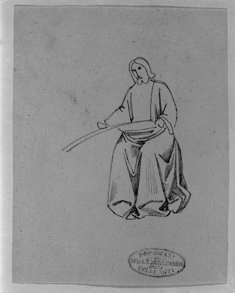 figura maschile seduta (disegno) di De Superville Pierre Davide Humbert (sec. XVIII)
