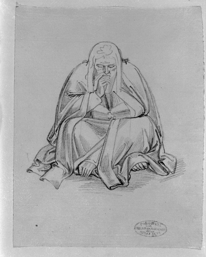 figura maschile seduta (disegno, opera isolata) di De Superville Pierre Davide Humbert (sec. XVIII)