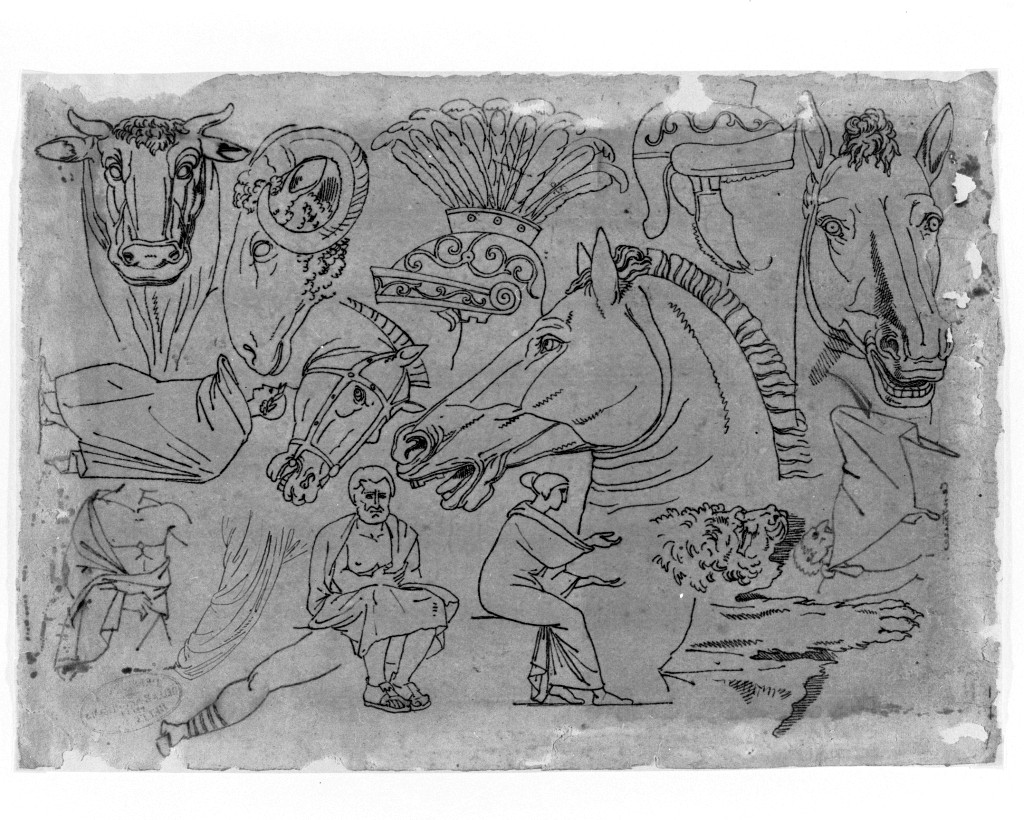 figure maschili e animali (disegno, opera isolata) di De Superville Pierre Davide Humbert (secc. XVIII/ XIX)