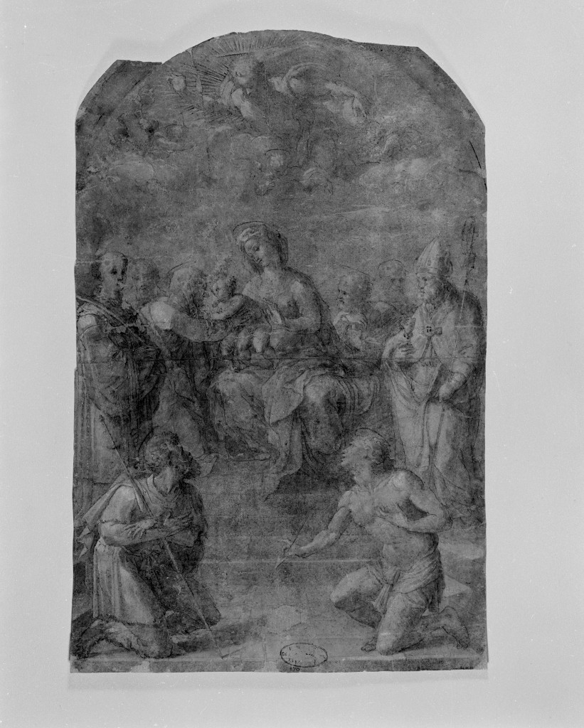 Madonna con Bambino e Santi (disegno, opera isolata) di Neroni Bartolomeo detto Riccio (metà sec. XVI)