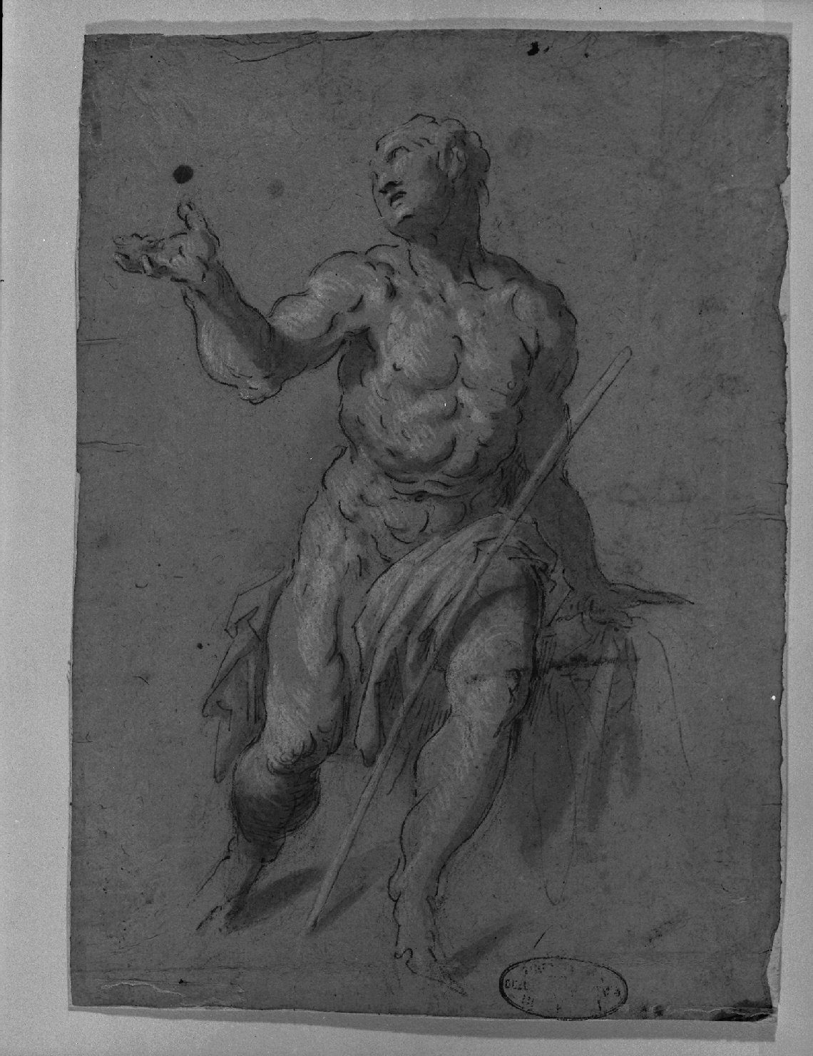 figura maschile (disegno, opera isolata) di Negretti Jacopo detto Palma il Giovane (inizio sec. XVII)