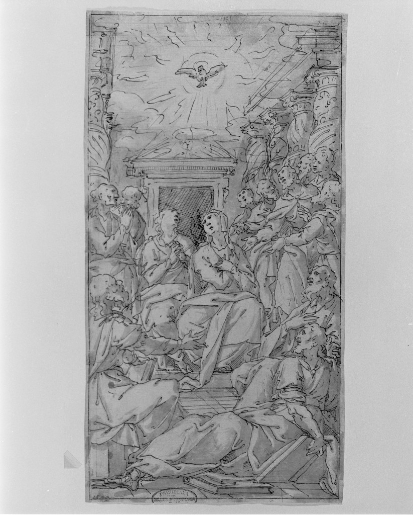 Pentecoste (disegno, opera isolata) di Della Rovere Giovanni Battista detto Fiammenghino (secc. XVI/ XVII)