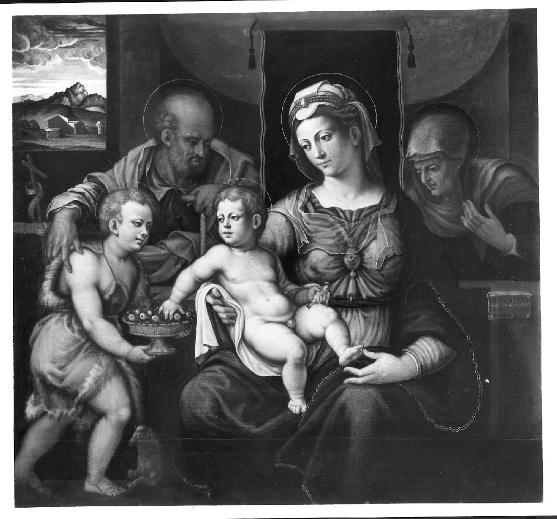 Sacra Famiglia (dipinto, opera isolata) di Floreani Francesco (sec. XVI)
