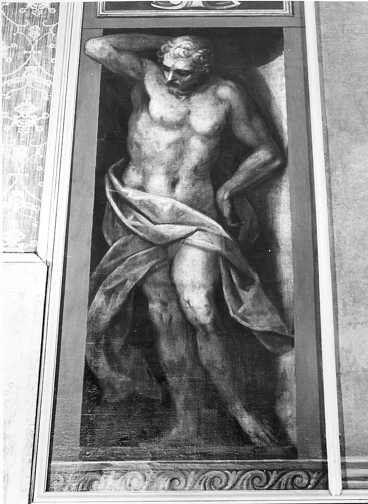 Cariatide maschile, figura maschile (dipinto, opera isolata) di Pilotti Gerolamo (attribuito) (secc. XVI/ XVII)
