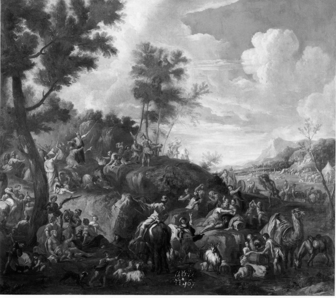 Mosè fa scaturire l'acqua dalla roccia (dipinto) di Mayer-Felice Felix (attribuito) (seconda metà sec. XIX)