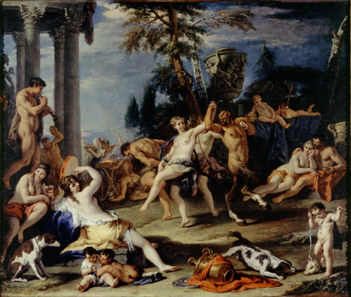 Baccanale in onore di Pan, baccanale (dipinto) di Ricci Sebastiano (sec. XVIII)