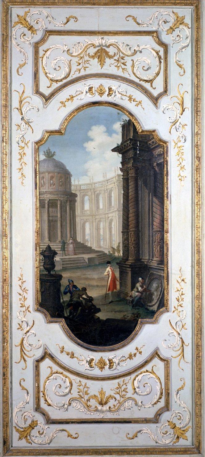 Decorazione di porta: la scultura, allegoria della Scultura (dipinto) di Gandini Saverio, Scalvini Pietro (sec. XVIII)