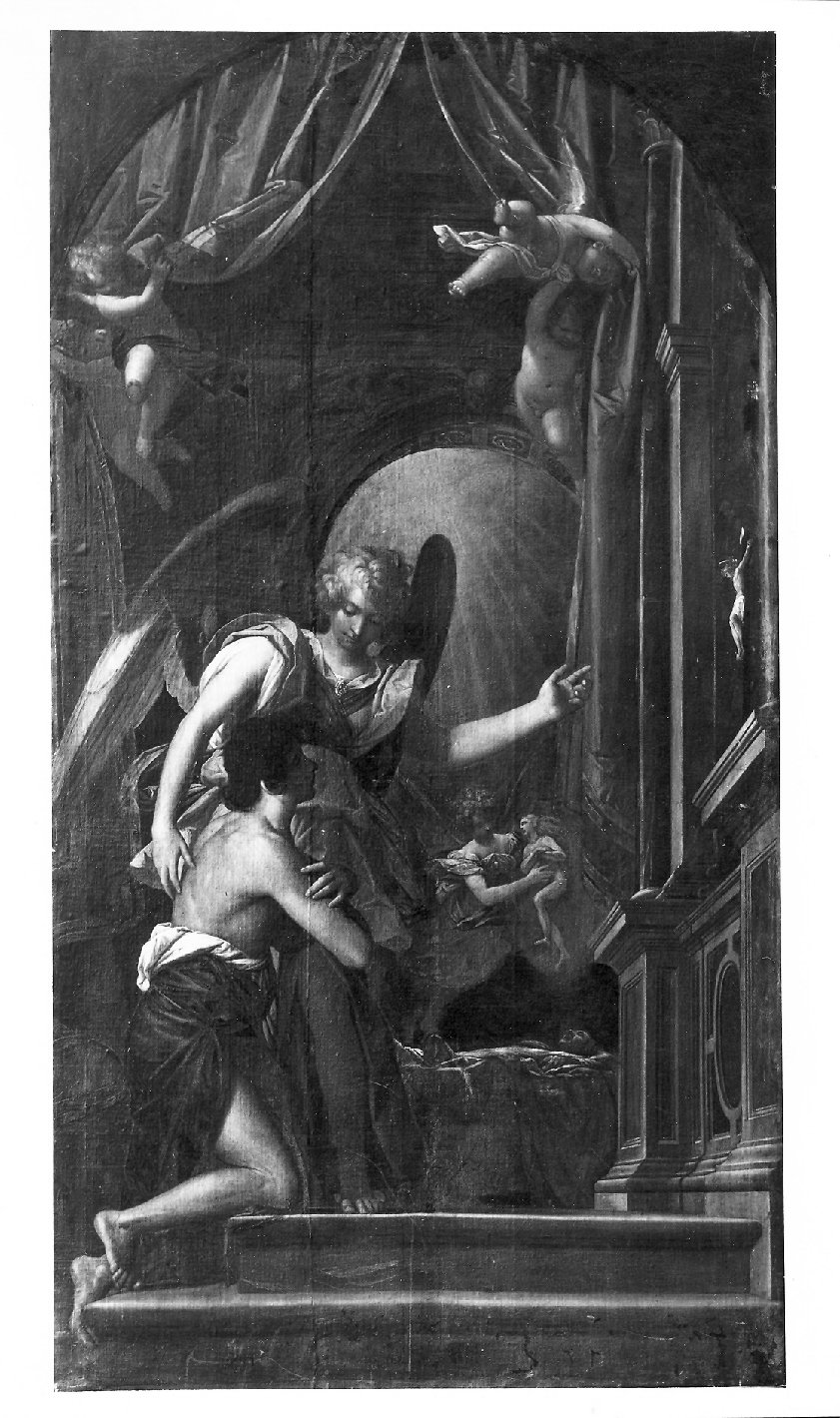 angelo custode (dipinto) di Damini Pietro (attribuito) (sec. XVII)