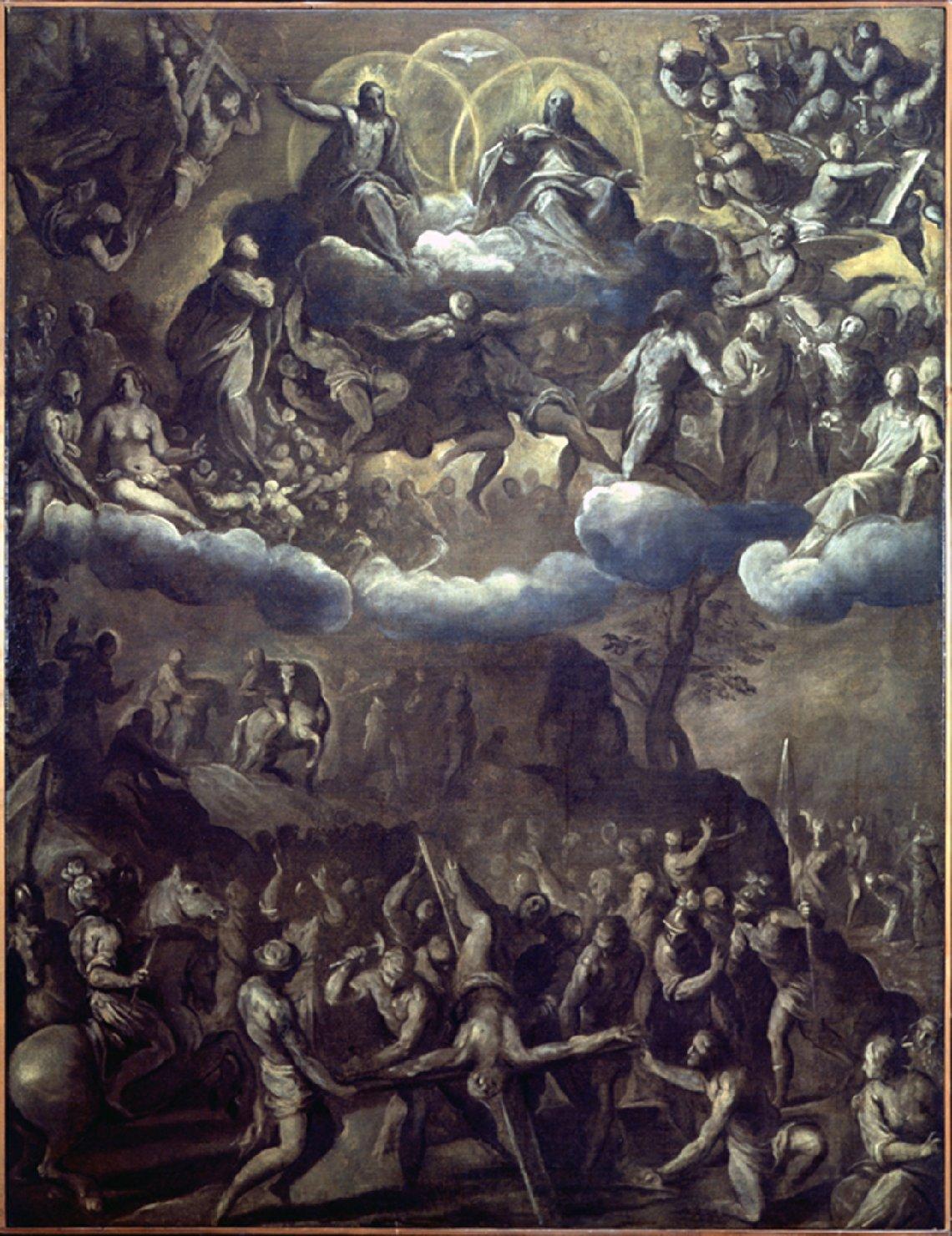 La crocifissione di S. Pietro, crocifissione di San Pietro (dipinto) di Negretti Jacopo detto Palma il Giovane (sec. XVII)