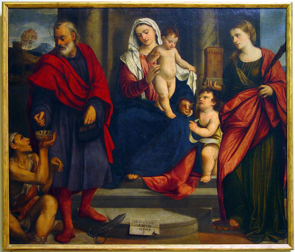 La Madonna dei Sartori, Madonna con Bambino e Santi (dipinto) di De' Pitati Bonifacio detto Bonifacio Veronese (sec. XVI)