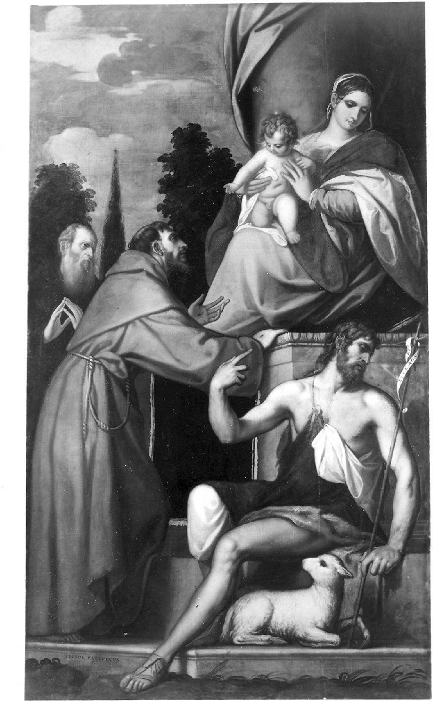 Madonna in trono con Bambino e Santi (pala, opera isolata) di Varotari Alessandro detto Padovanino (attribuito) (secc. XVI/ XVII)