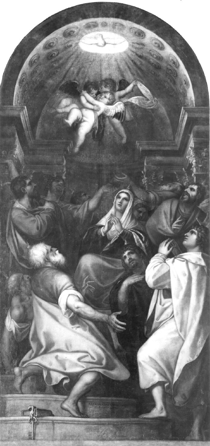 Pentecoste (dipinto, opera isolata) di Varotari Alessandro detto Padovanino (attribuito) (sec. XVII)