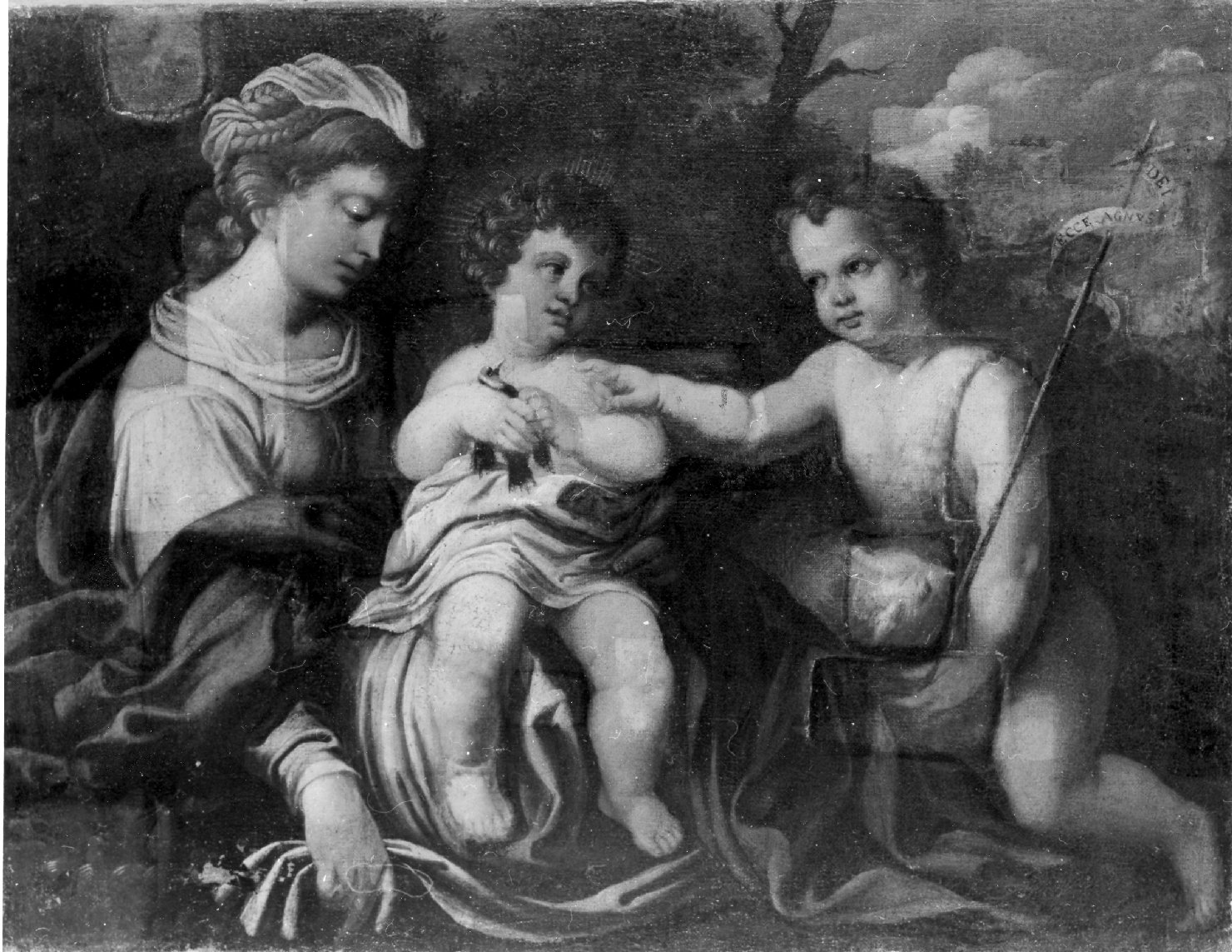 Madonna con Bambino e San Giovannino (dipinto, opera isolata) - ambito Italia centro-settentrionale (sec. XVI)