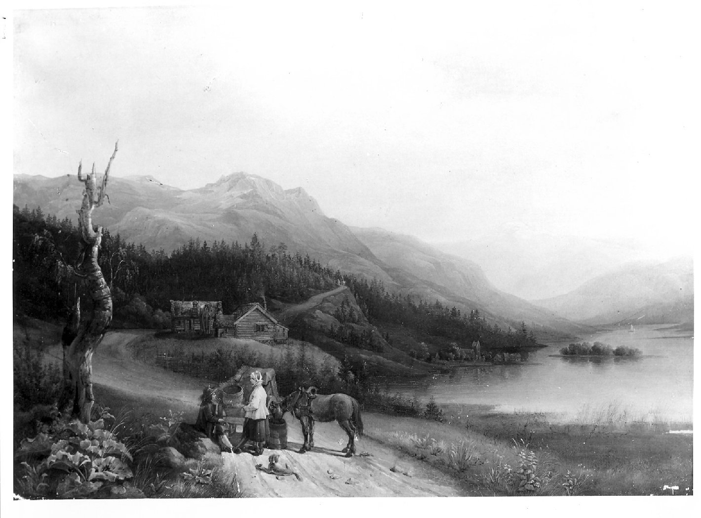 paesaggio lacustre (dipinto, opera isolata) di Palm Gustaf Wilhelm (attribuito) (sec. XIX)
