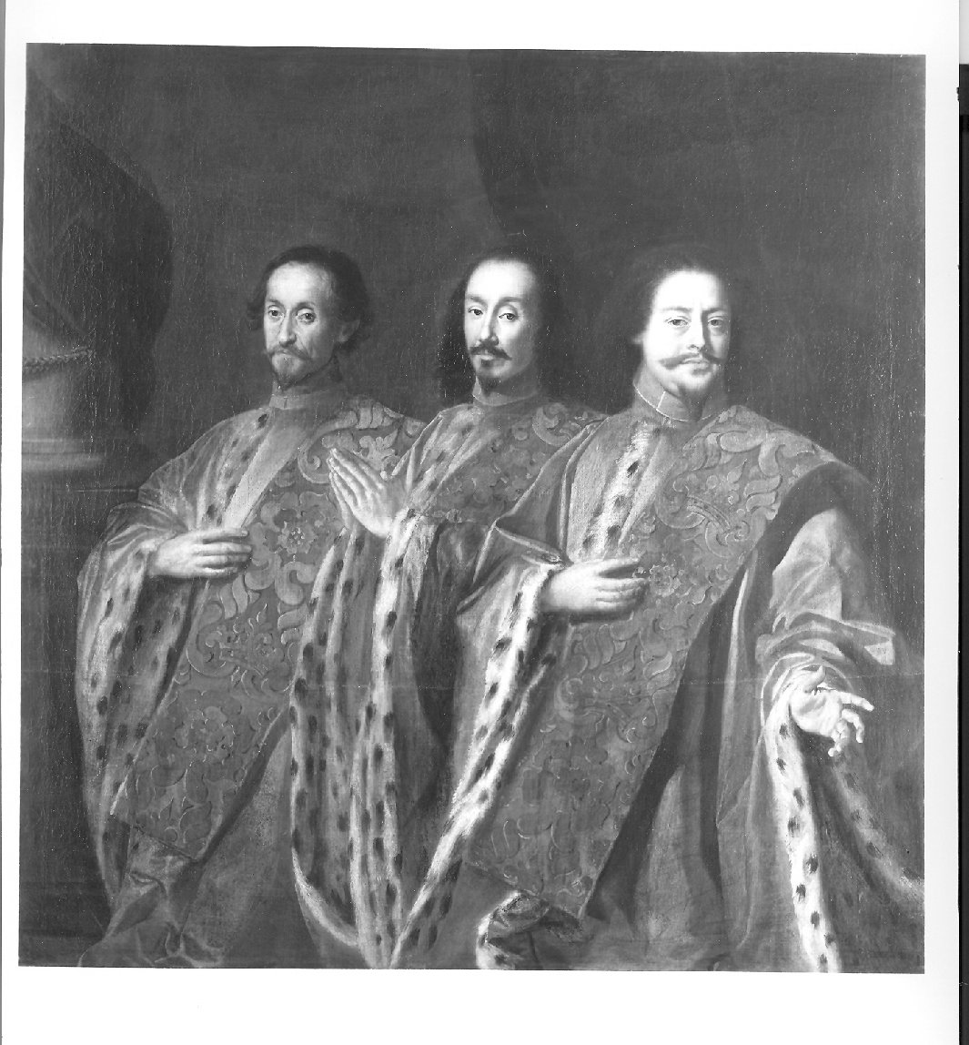 ritratto dei tre avogadori (dipinto, opera isolata) di Regnier Nicolas detto Renieri (attribuito) (sec. XVII)