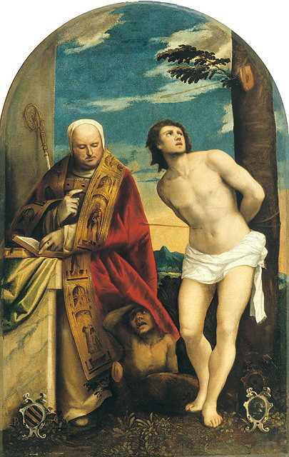 San Sebastiano e San Bernardo, San Sebastiano (dipinto, opera isolata) di De' Pitati Bonifacio detto Bonifacio Veronese (e aiuti) (prima metà sec. XVI)