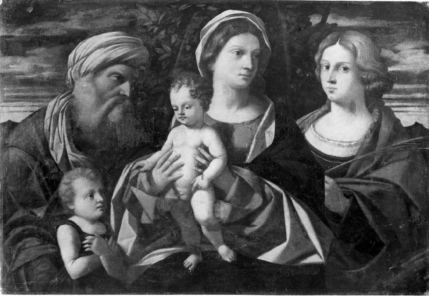 Madonna con Bambino e Santi (dipinto, opera isolata) di Rizzo Francesco il vecchio detto Francesco Santacroce (attribuito) (secc. XV/ XVI)