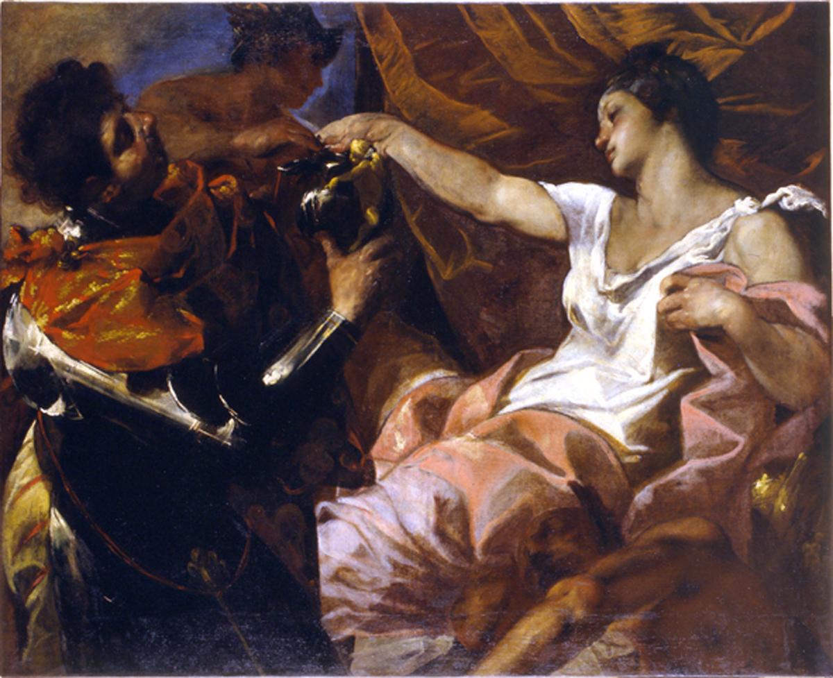 Scena mitologica, Ulisse e Circe (dipinto) di Maffei Francesco (sec. XVII)