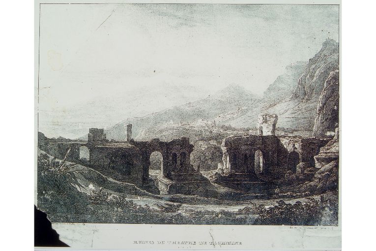 rovine del teatro di Taormina (stampa) - ambito francese (prima metà sec. XIX)