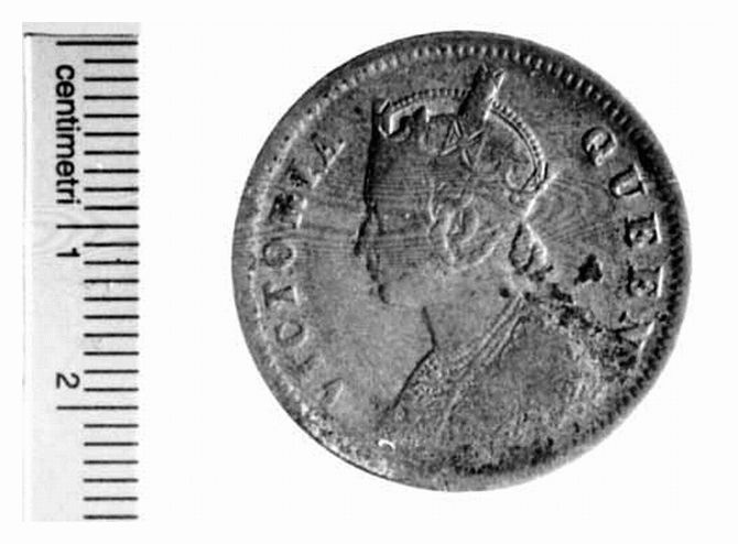 moneta - 1/4 di anna (sec. XIX d.C)