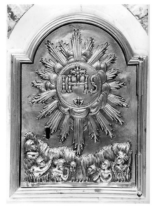 ostia raggiata (sportello di tabernacolo) - ambito napoletano (sec. XIX)