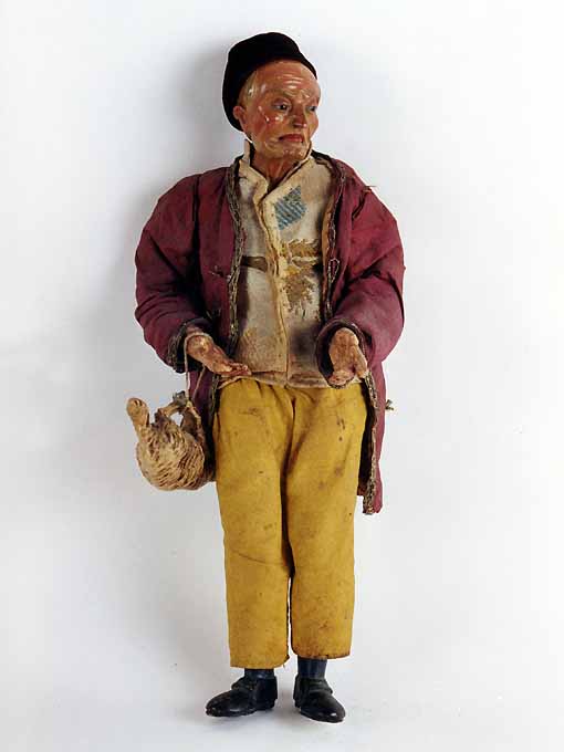 vecchio contadino con agnello (statuetta di presepio, opera isolata) - ambito napoletano (sec. XIX)