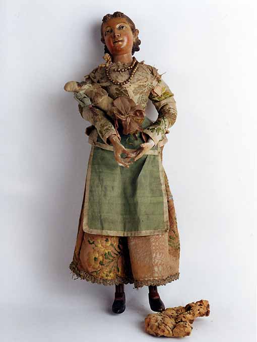 giovane donna con neonato (statuetta di presepio, opera isolata) - ambito napoletano (sec. XIX)