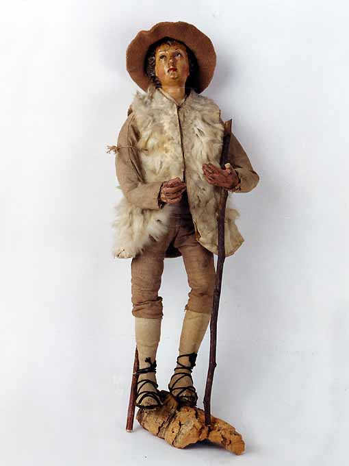 giovane pastore con bastone (statuetta di presepio, opera isolata) - ambito napoletano (sec. XIX)