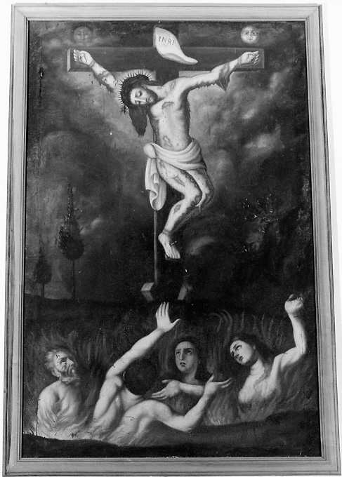 Cristo crocifisso e anime del purgatorio (dipinto) - ambito Italia meridionale (seconda metà sec. XVIII)