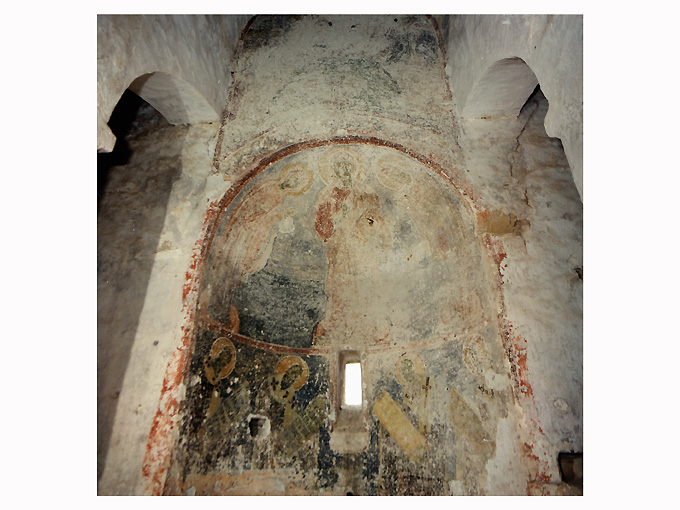 La Trasfigurazione (?), Cristo tra apostoli e Santi (dipinto) - ambito bizantino (primo quarto sec. XIV)