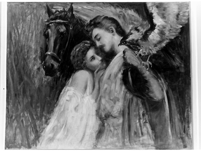 Gli amanti, giovani amanti (dipinto) di Pagliano Giulio (sec. XX)